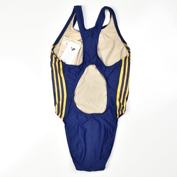 Adidas Stripe Competitive Performance Racing One-Piece Swimsuit NEW 28 - Picture 2 of 7